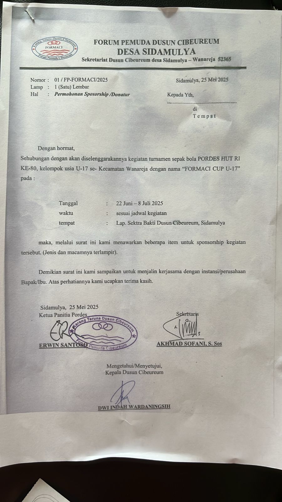 Forum Pemuda Dusun Cibeureum Desa Sidamulya