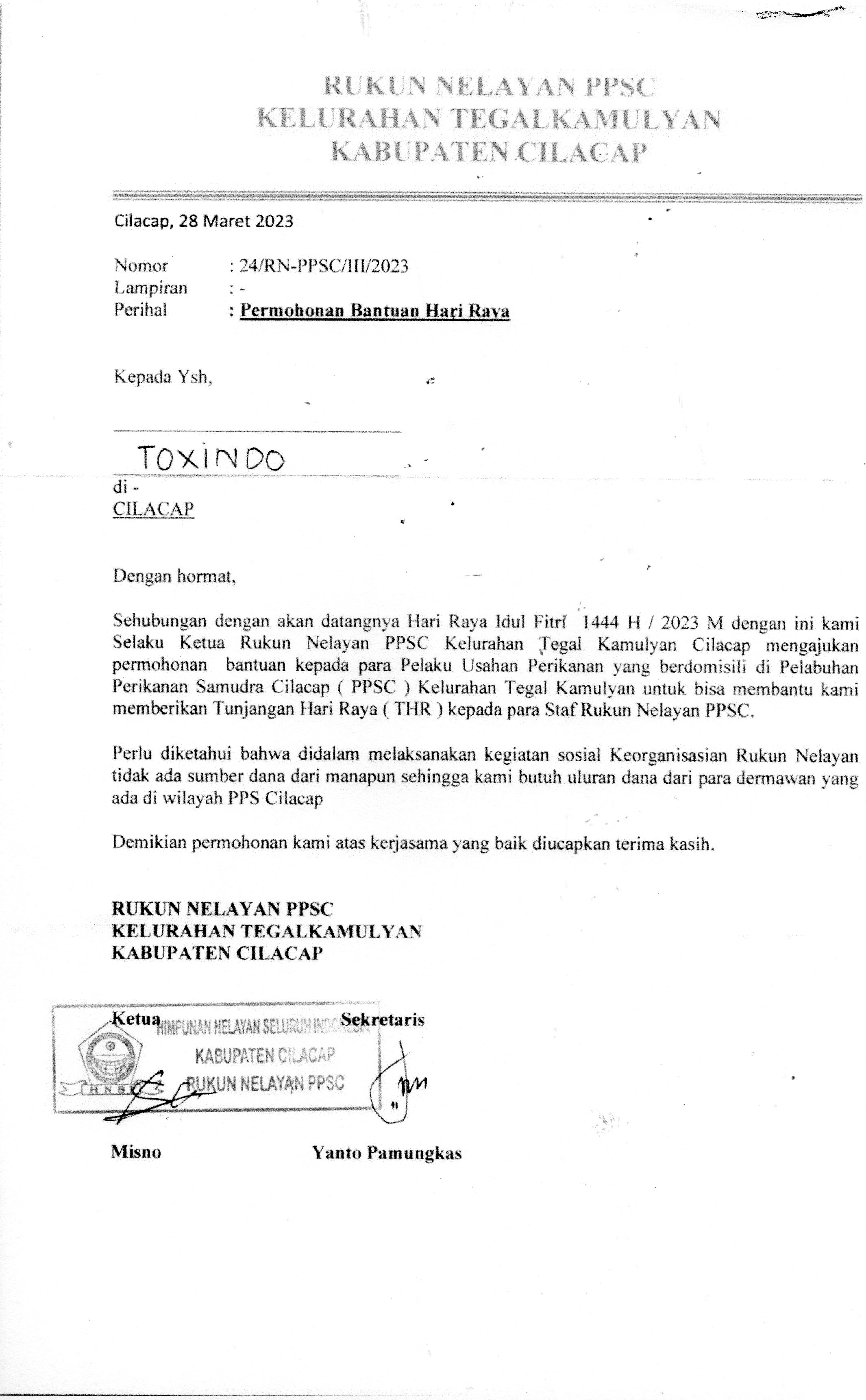 Rukun Nelayan PPSC Kel. Tegalkamulyan, Kec. Cilacap Selatan