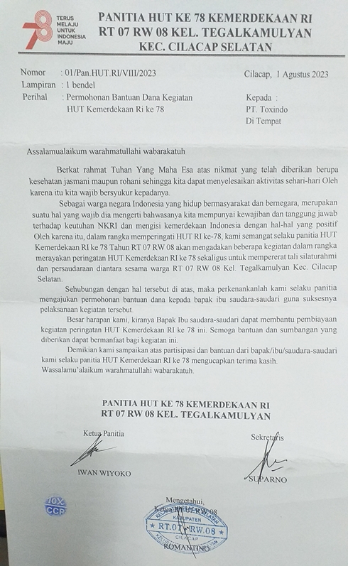 Panitia HUT Ke 78 Kemerdekaan RI RT.07 RW 08 Kel. Tegalkamulyan