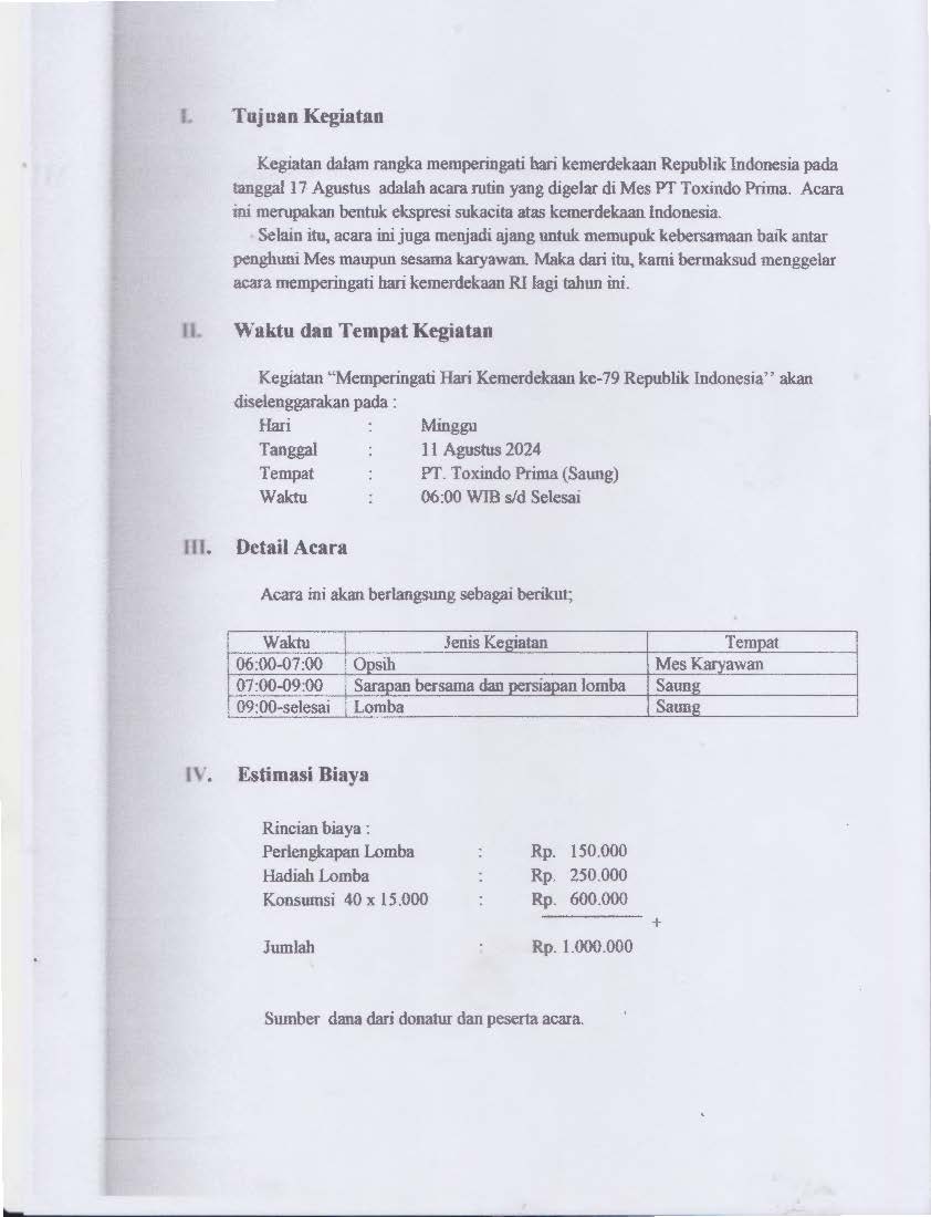 Mess karyawan putri PT Toxindo Prima Cilacap