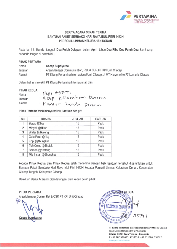 Anggota Linmas Kelurahan Donan 