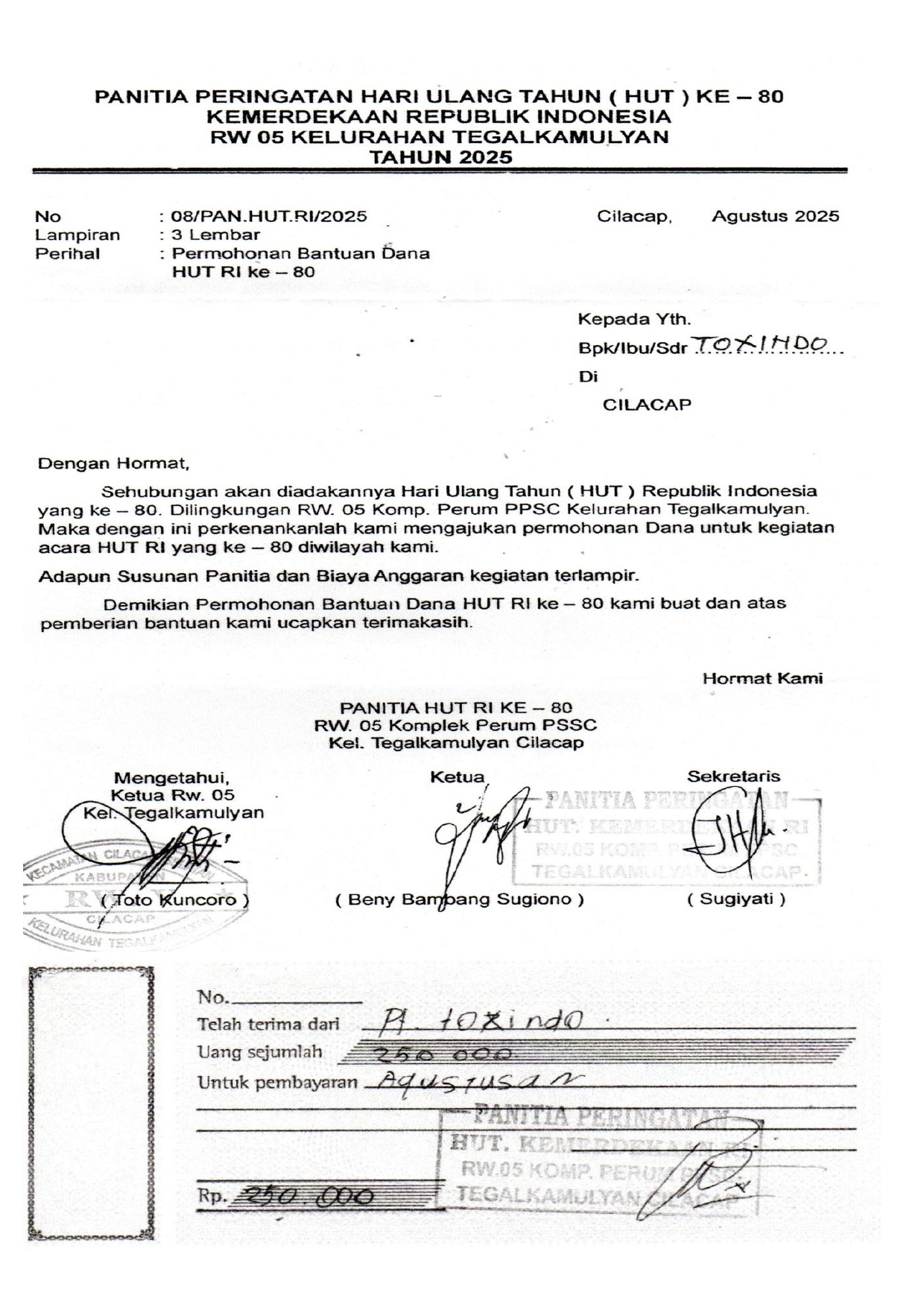 Panitia Peringatan HUT Kemerdekaan RI 2025 ke 80 Tahun RW.05 Tegalkamulyan