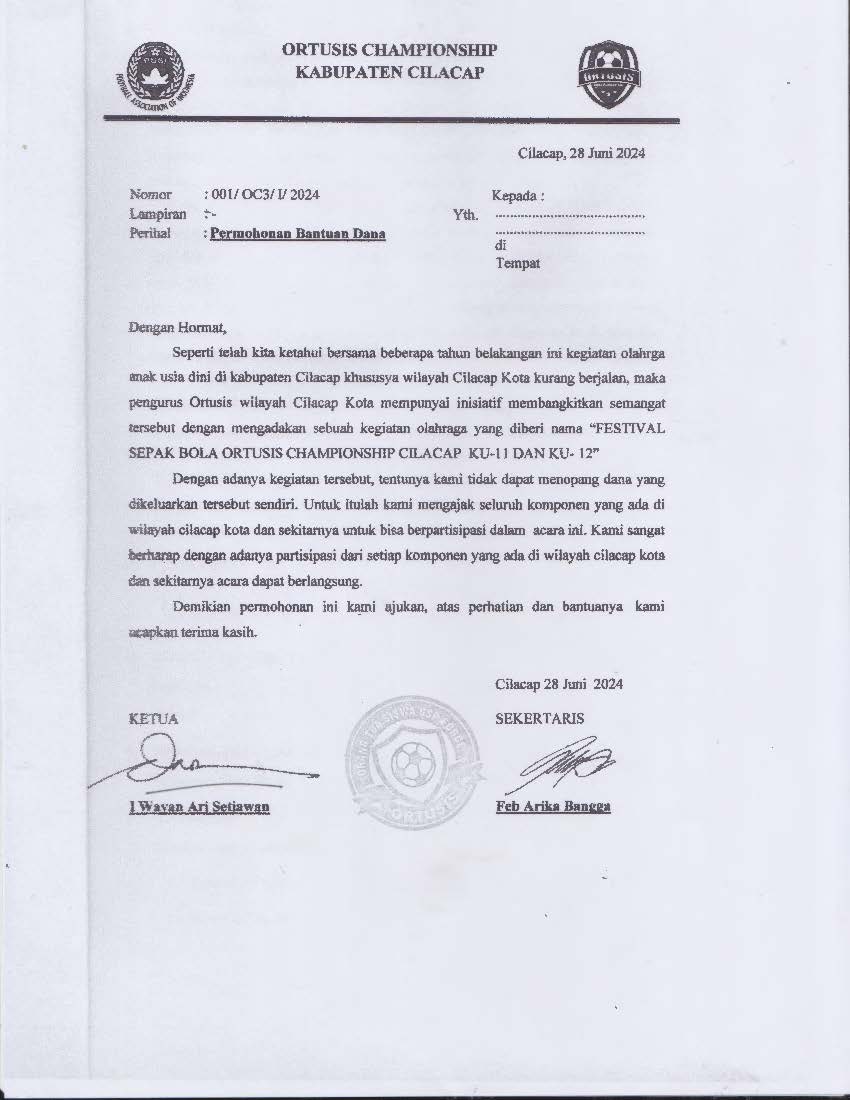 Pengurus/Panitia Kejuaran Sepakbola Ortusis GSP Force Cilacap