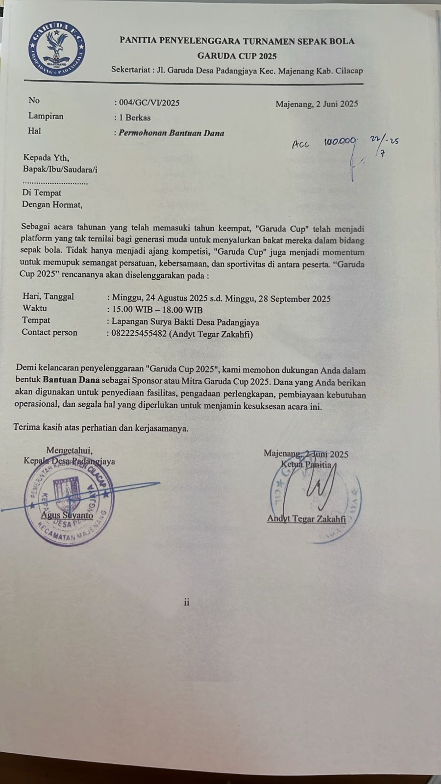 Panitia Penyelenggara Turnamen Sepak Bola GARUDA CUP 2025