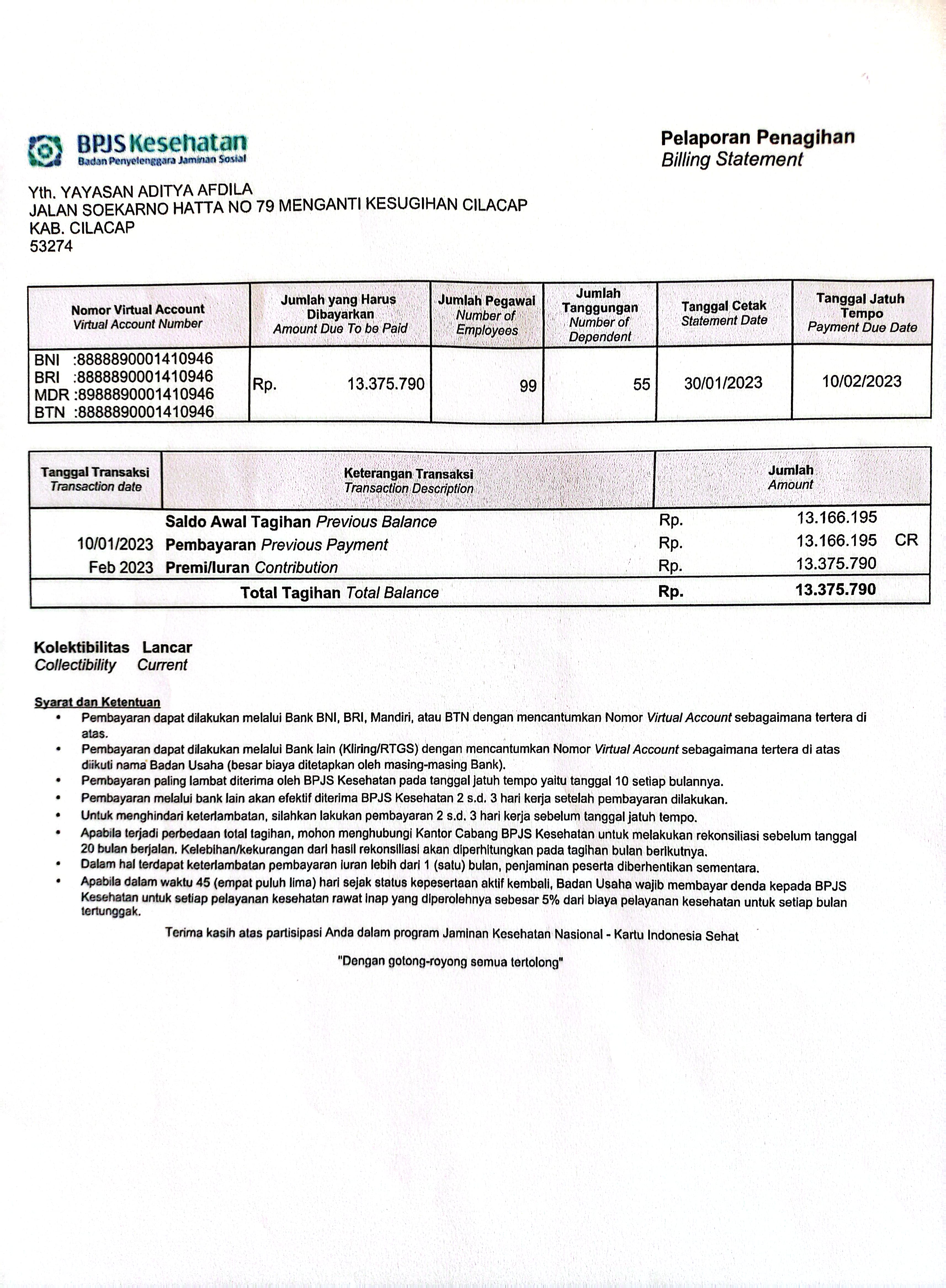 Karyawan RSU Afdila Cilacap yang memenuhi kriteria mendapatkan kartu BPJS Kesehatan 
