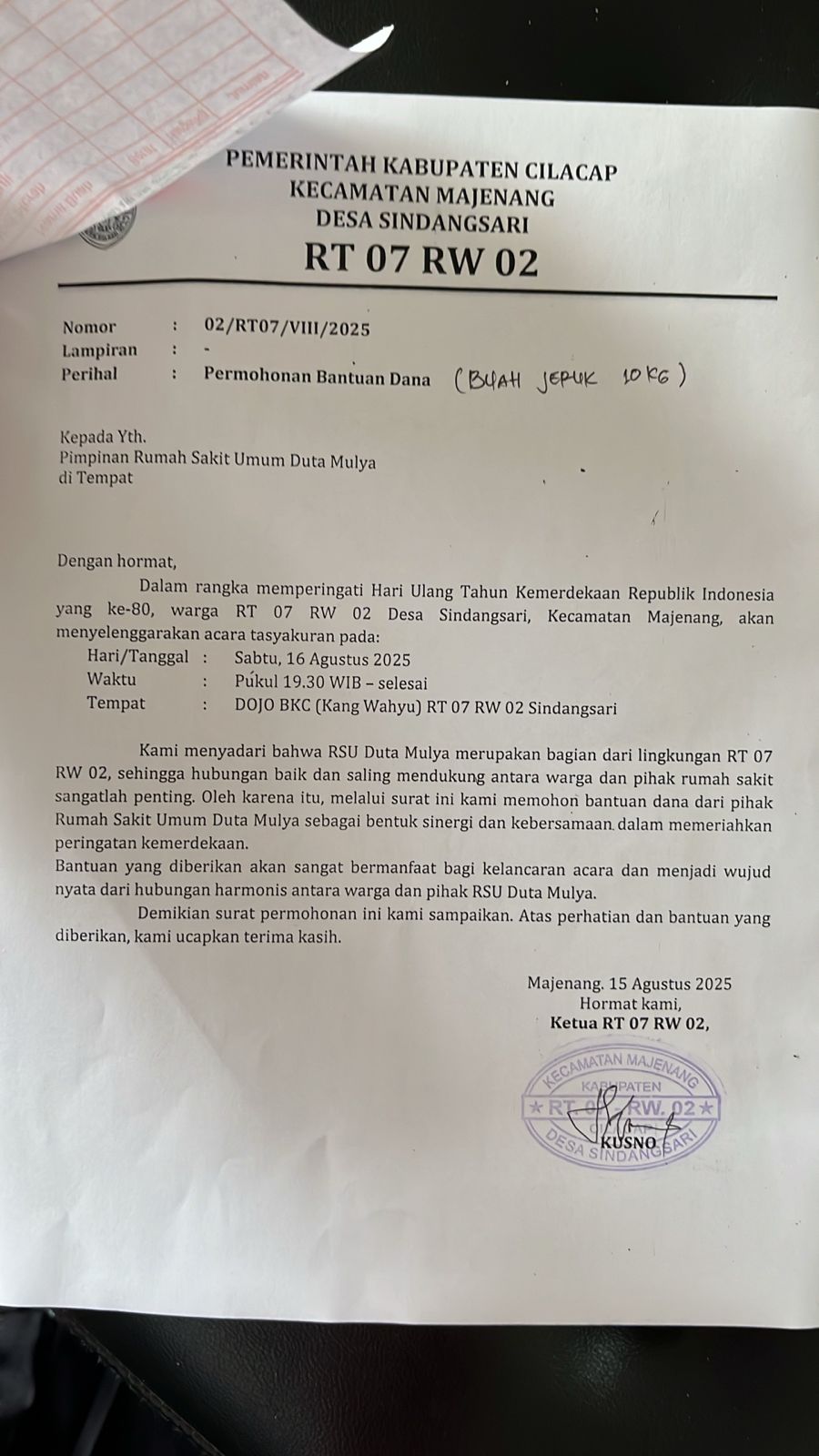 Warga RT 07 RW 02 Desa Sindangsari 