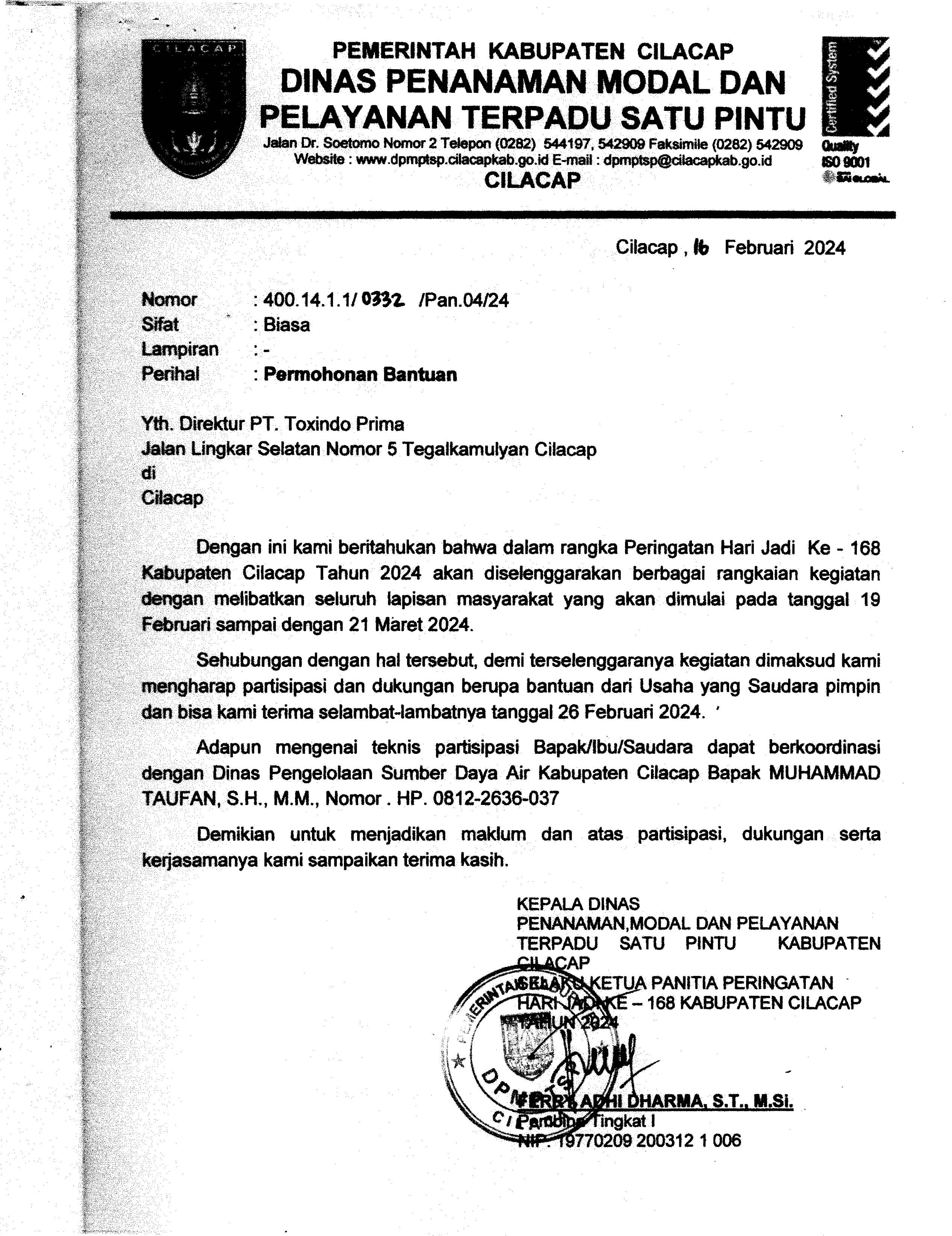 Panitia HUT Kabupaten Cilacap ke-168 tahun 2024