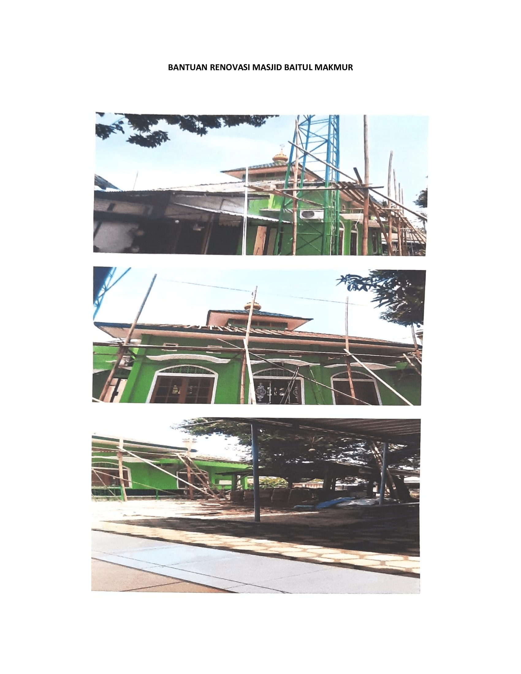 Bantuan Operasional Renovasi Masjid Baitul Makmur