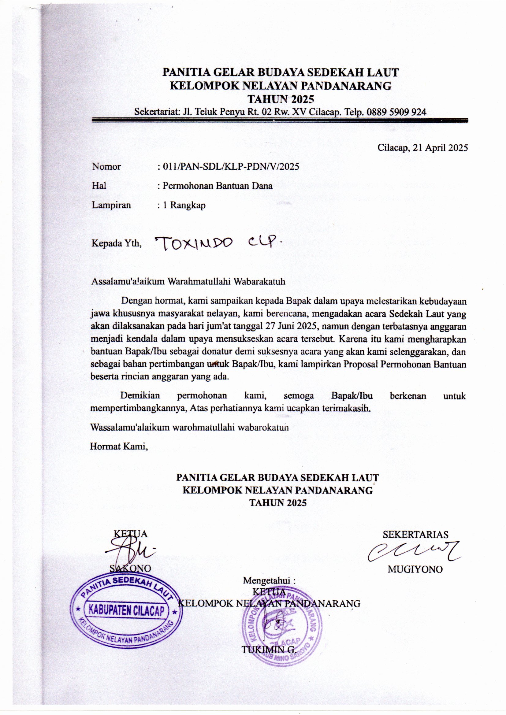 Kelompok Nelayan Pandan Arang, Kel.Cilacap, Cilacap Selatan