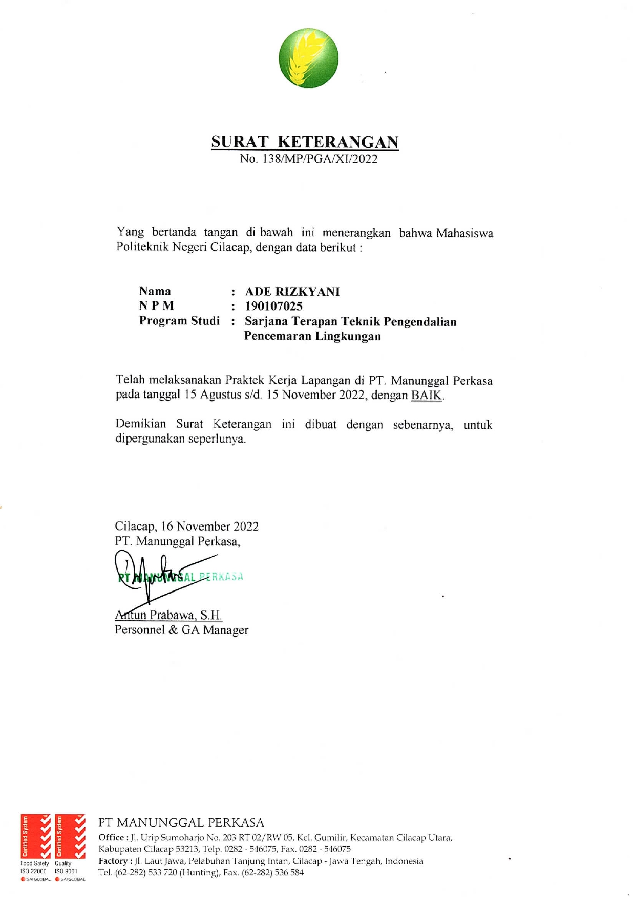 Mahasiswa Politeknik Negeri Cilacap