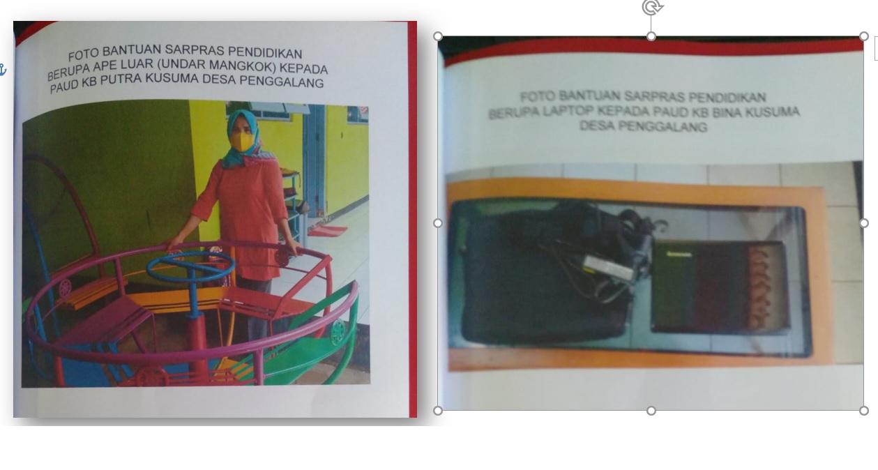 Pemberian bantuan APE / undar mangkuk besar 1 unit dan 1 unit laptop