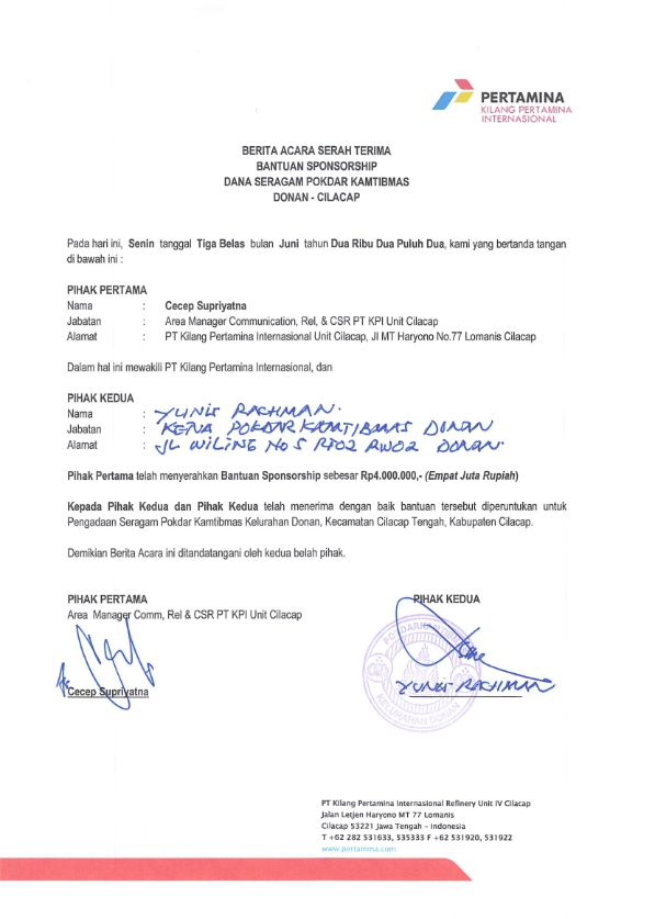 Pokdar Kamtibmas Kelurahan Donan Kec. Cilacap Tengah