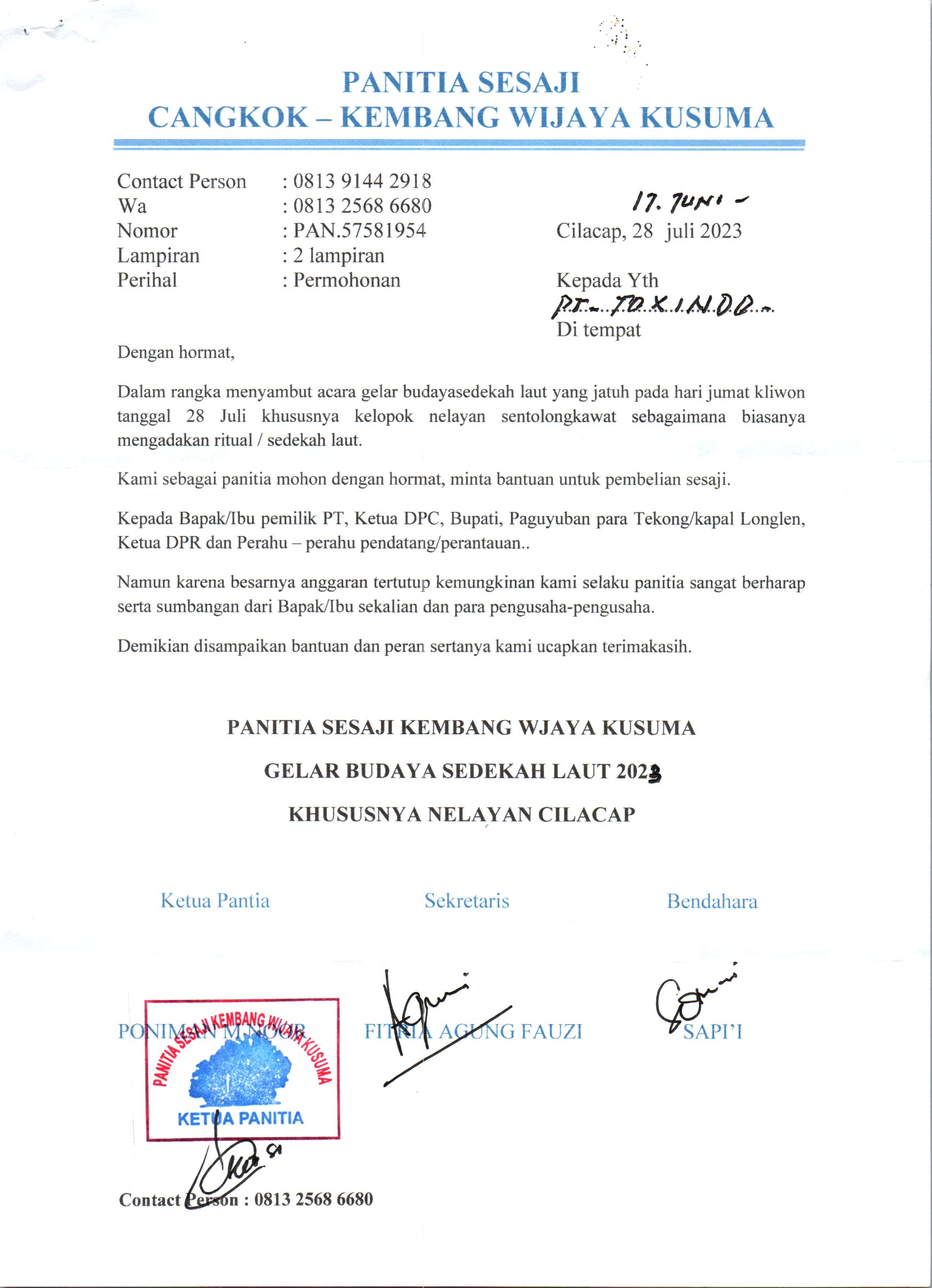 Panitia Sesaji Cangkok - Wijaya Kusuma Cilacap