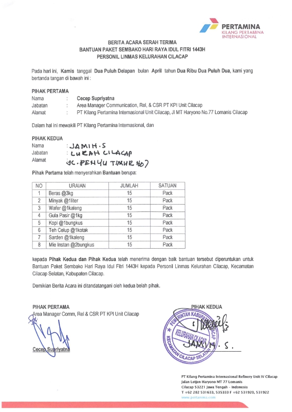 Personil Linmas Kelurahan Cilacap 