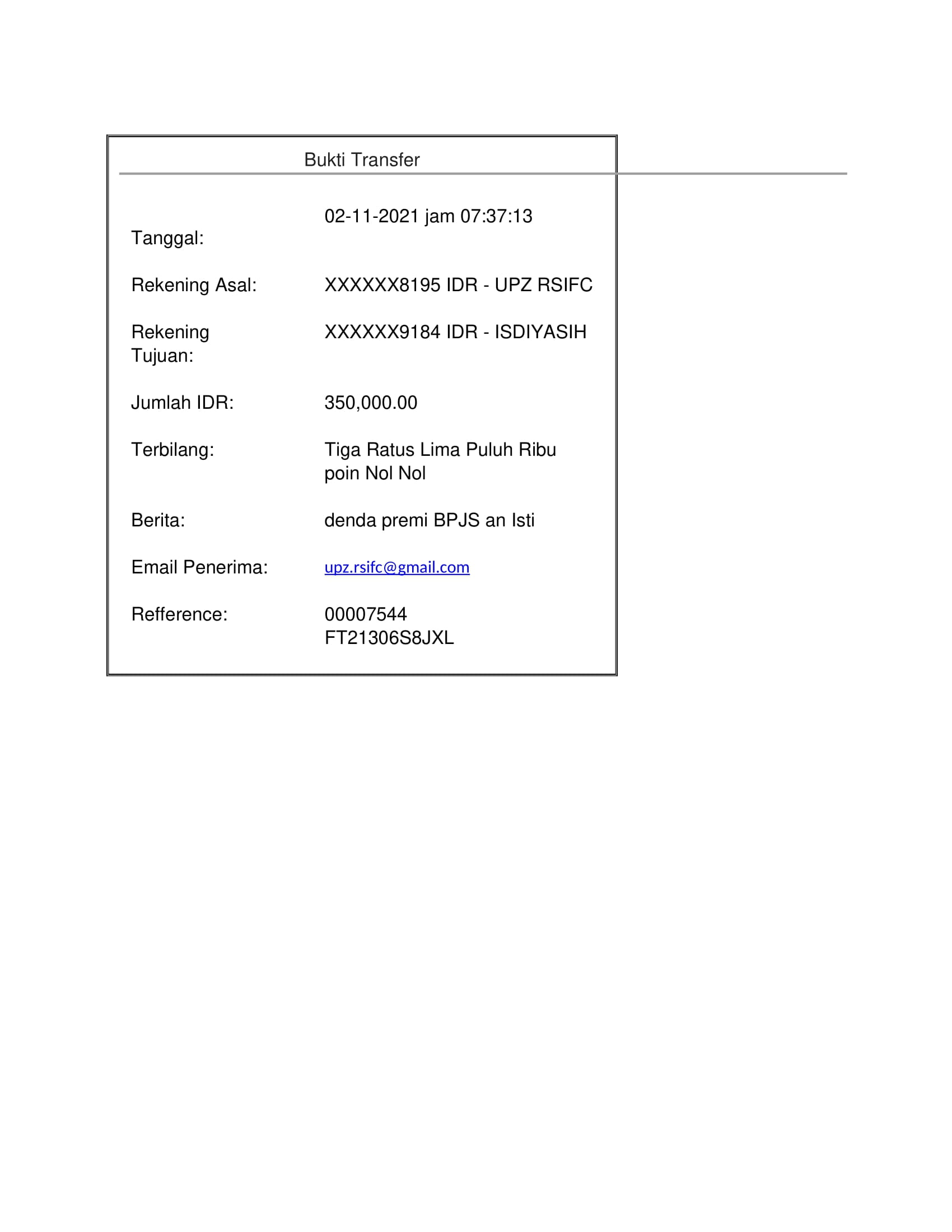 Bantuan Pembayaran denda premi BPJS pasien Isti Komariyah