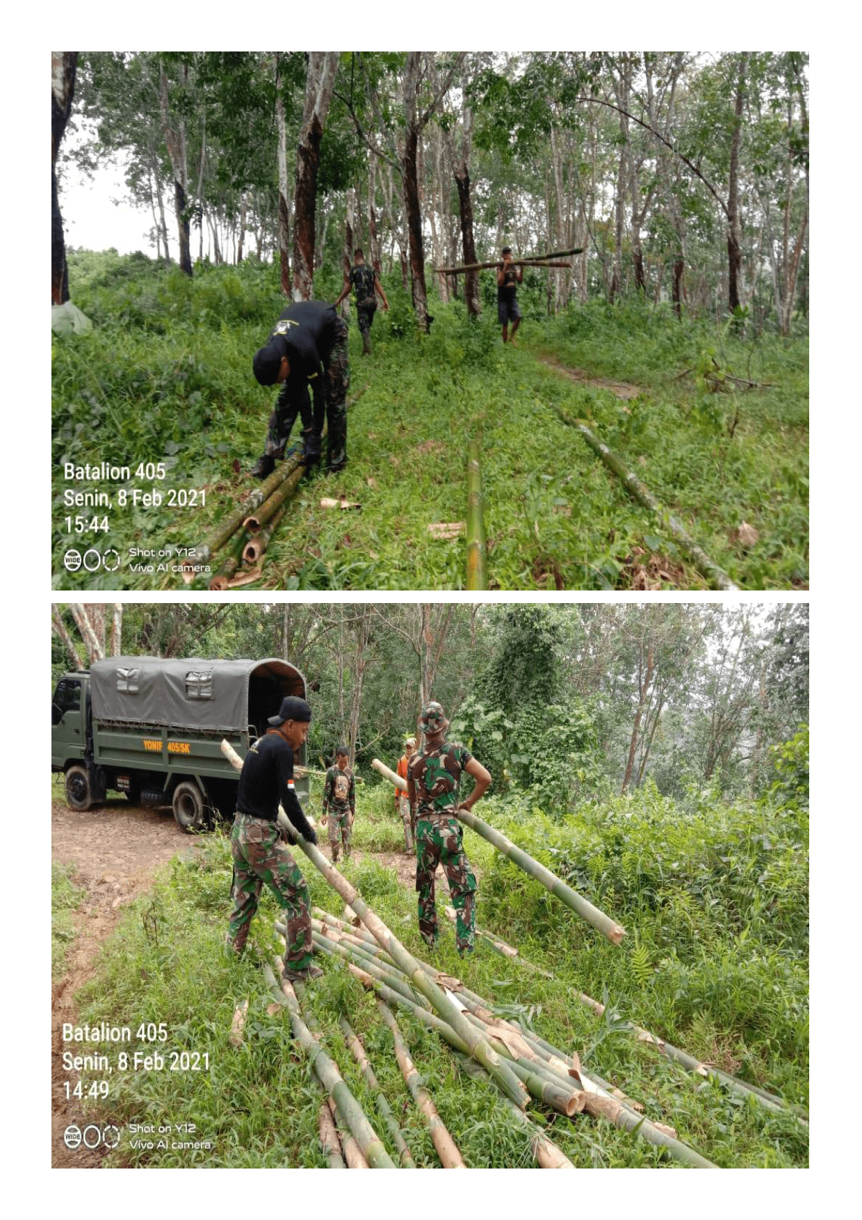 Bantuan Bambu untuk Program kerja satuan Yonif 405