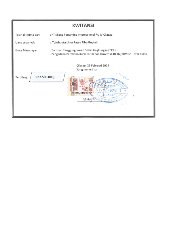 Warga RT 07/ RW 02, Tritih Kulon