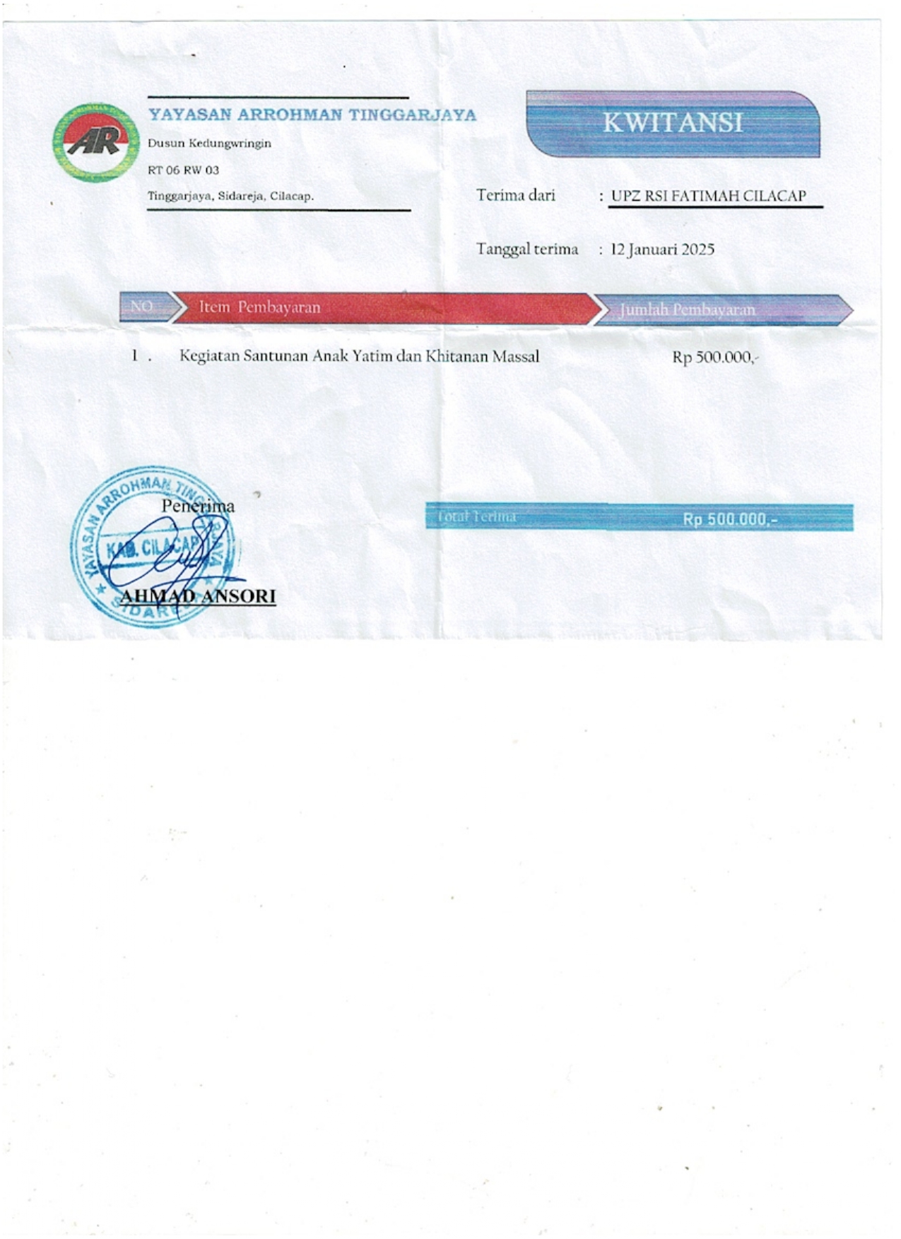 Anak yatim Yayasan ARROHMAN Tinggarjaya