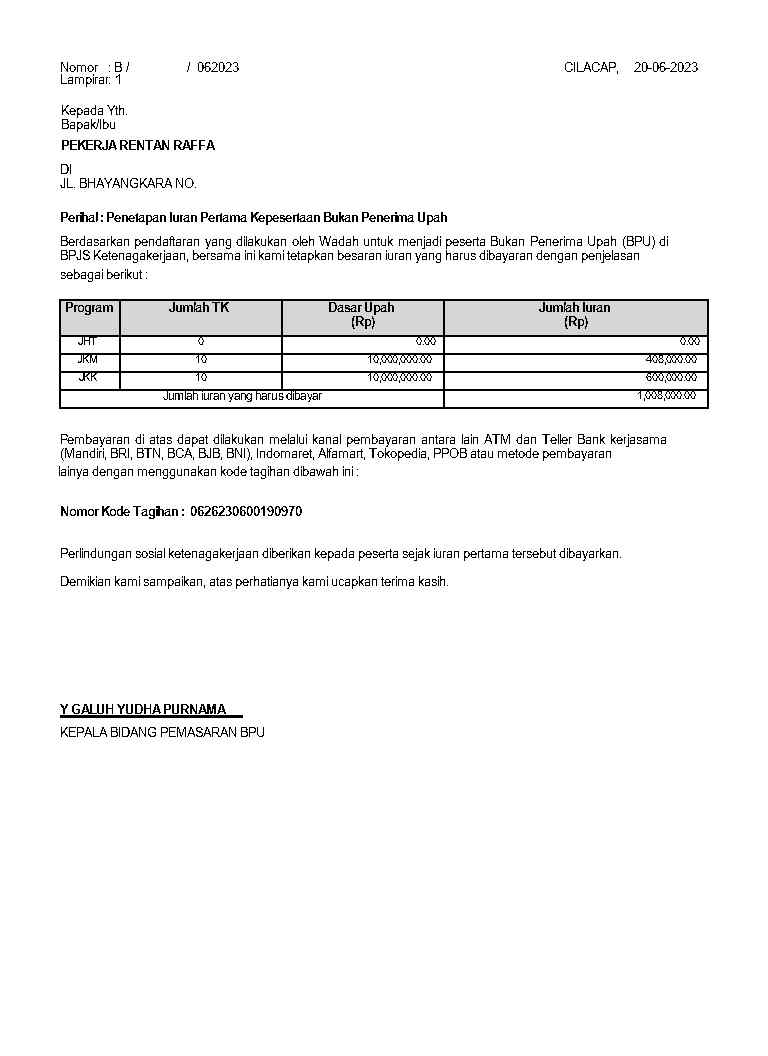 Pekerja Bukan Penerima Upah di Kab. Cilacap