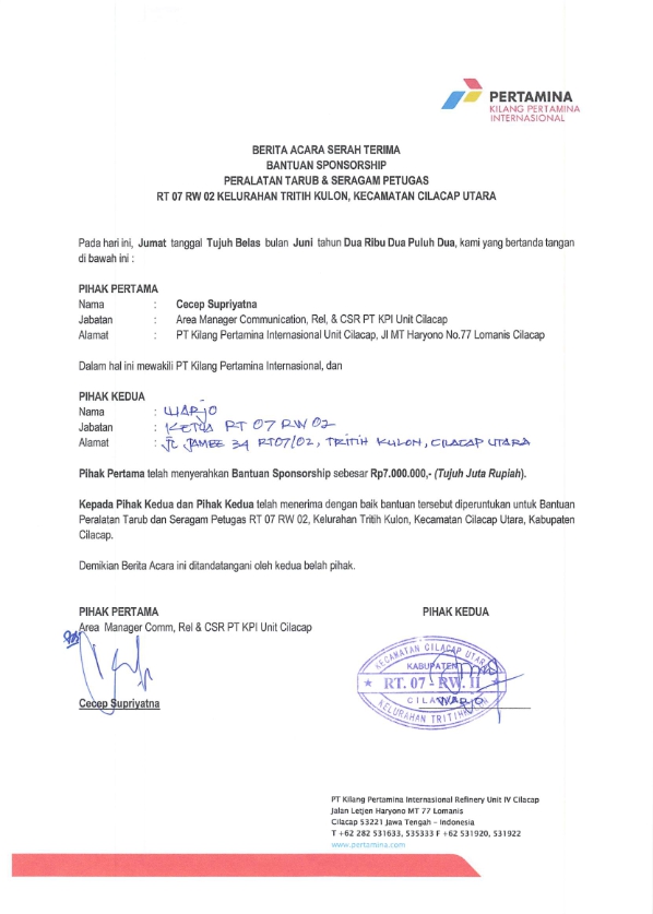 warga RT 07/ RW 02, Tritih Kulon