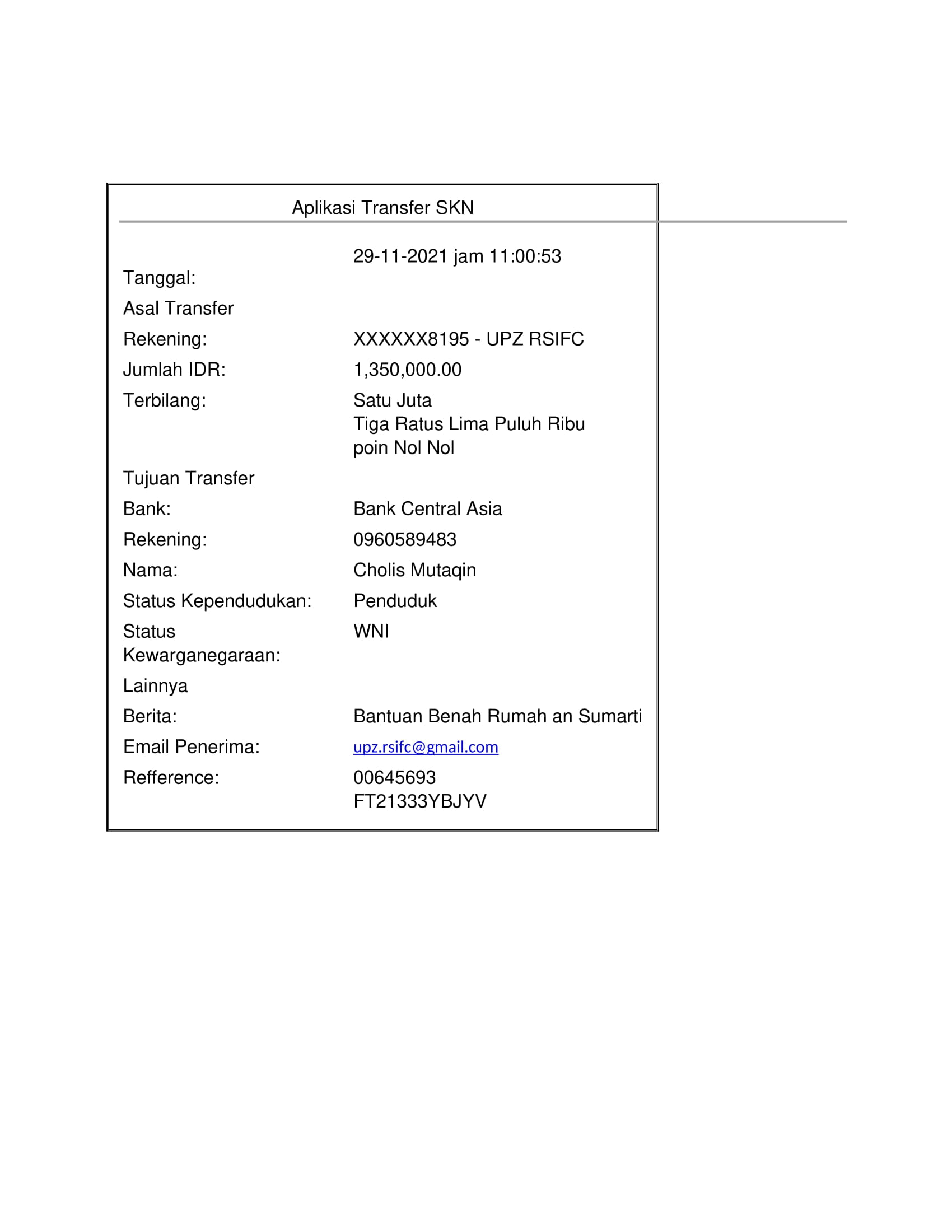 Bantuan renovasi rumah Ibu Sumarti