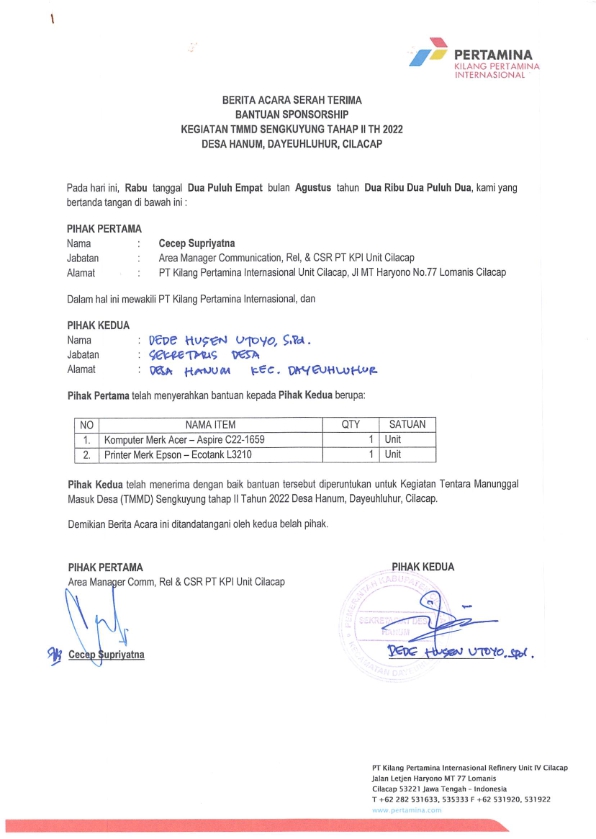 Desa Hanum, Kec. Dayeuhluhur