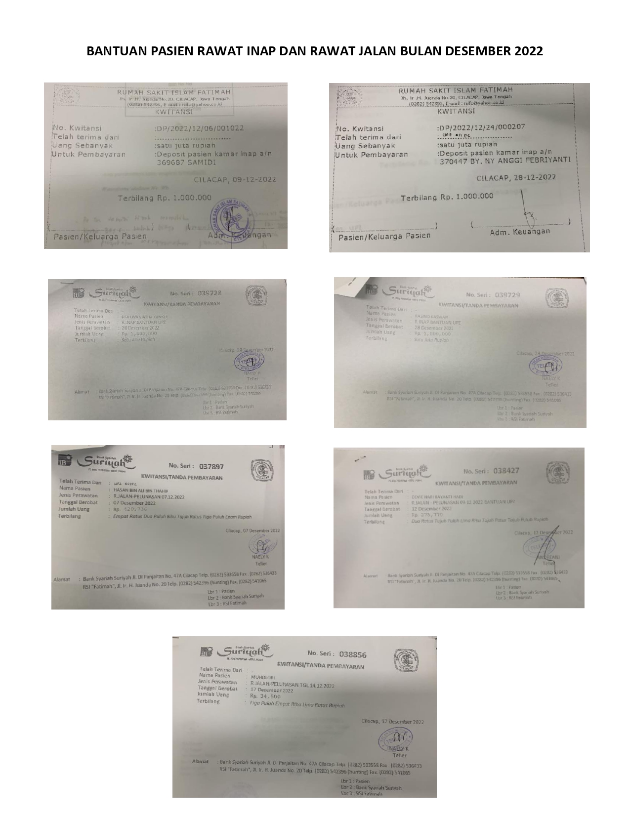 Pasien Rawat Inap dan Rawat Jalan Bulan Desember 2022 (7 pasien)