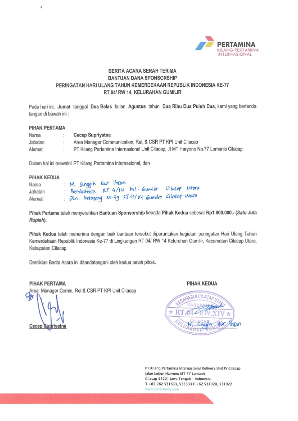 Warga RT 04/ RW 14, Kel. Gumilir Kec. Cilacap Utara