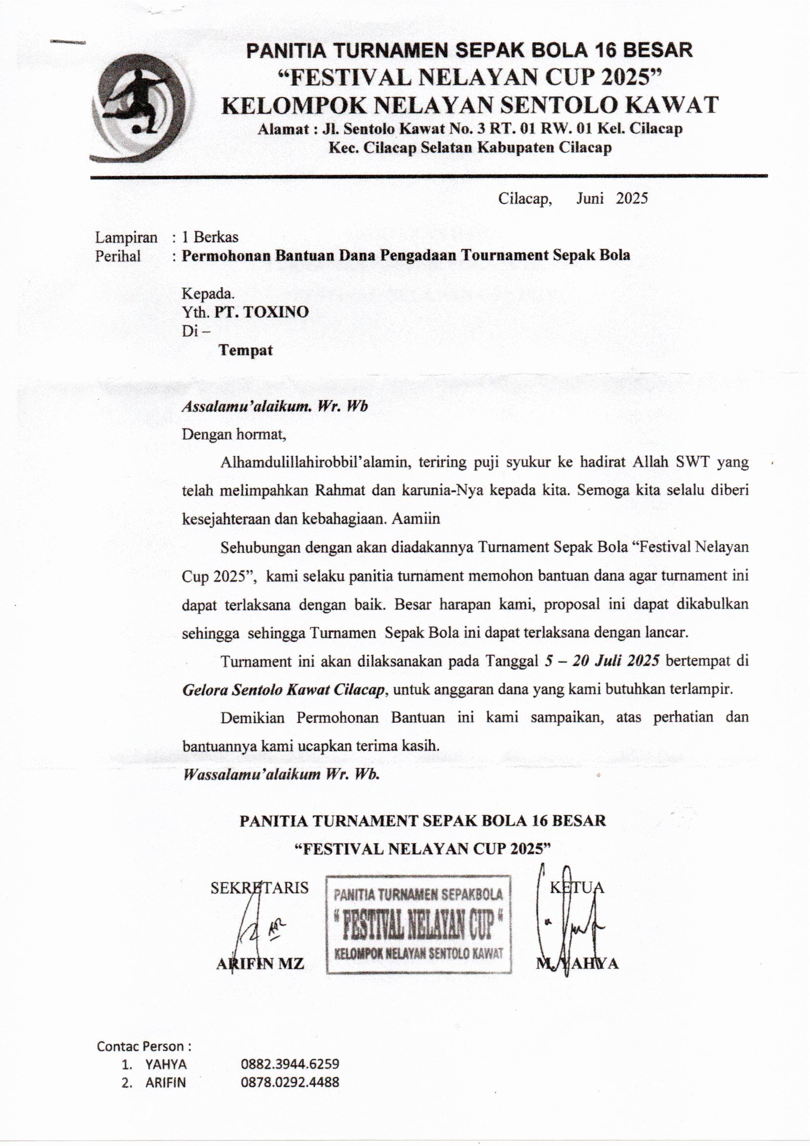 Panitia Turnamen Sepak Bola Festival Nelayan Cup 2025, Kelompok Nelayan Sentolo Kawat