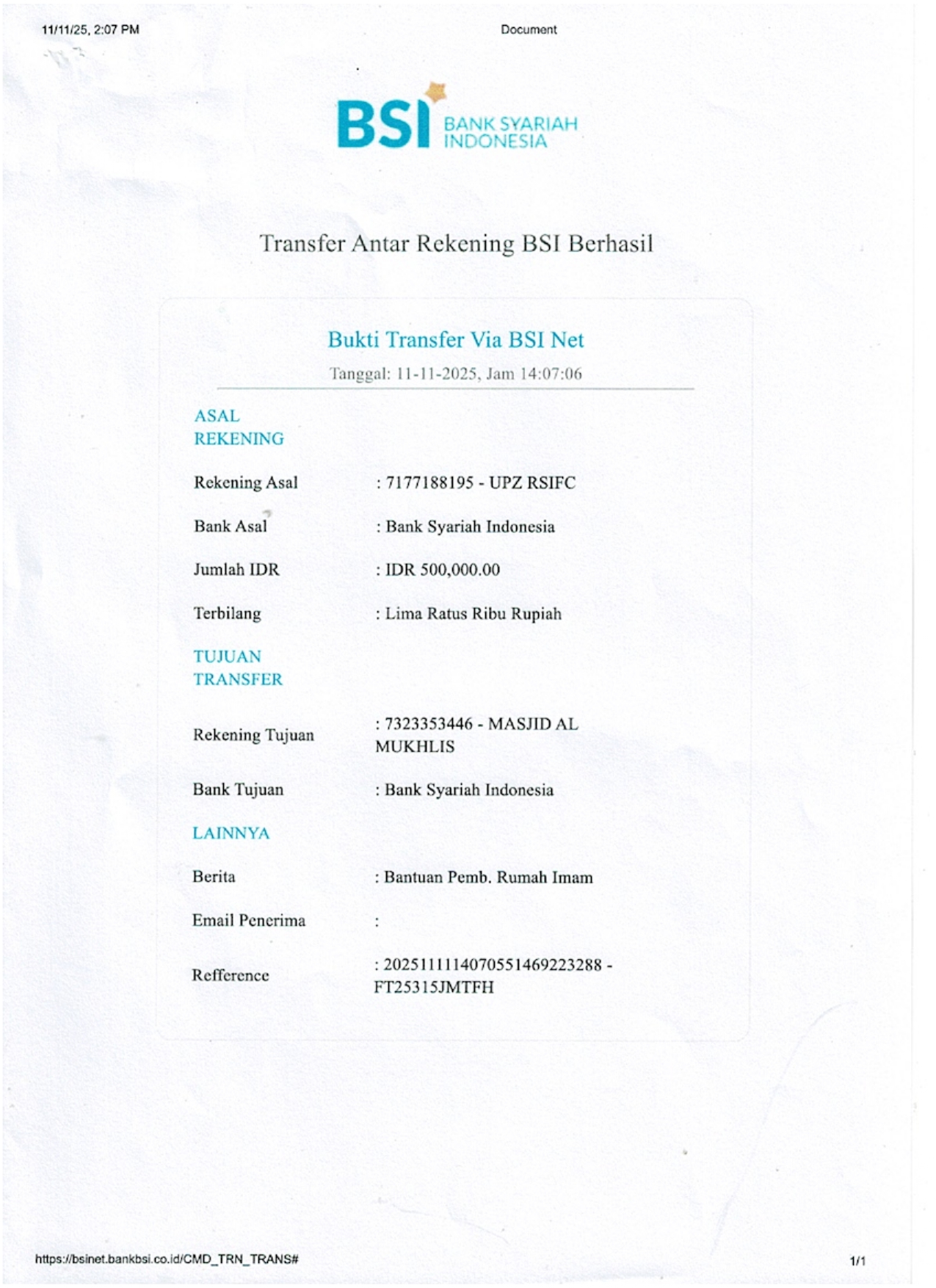 Imam dan Maktabah Masjid Al Mukhlis