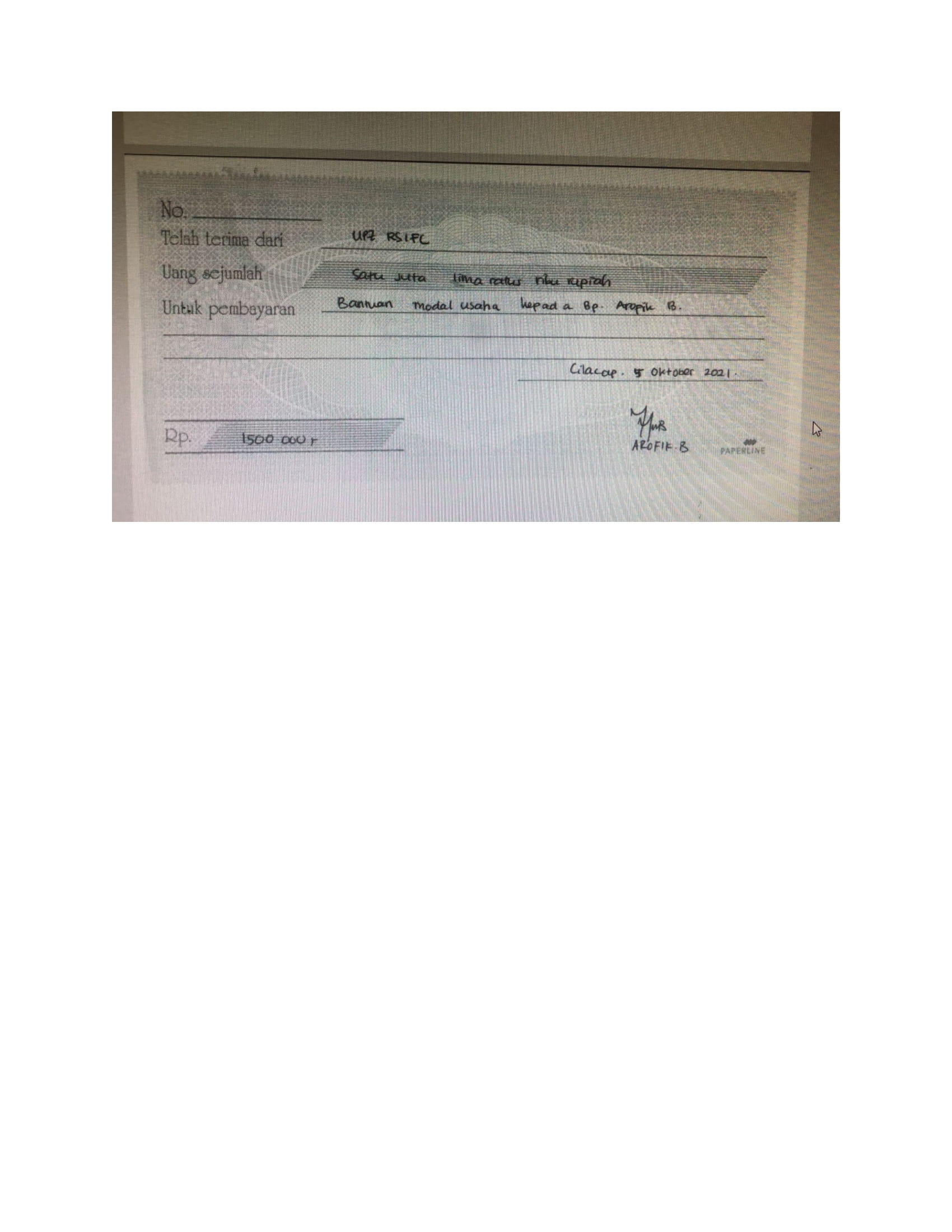 Bantuan modal usahan an Bp. Arrofiq Bawasir