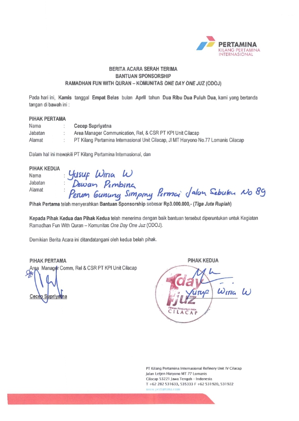 Masyarakat Jl. Tangkuban Perahu Kelurahan Sidanegara Kec. Cilacap Tengah