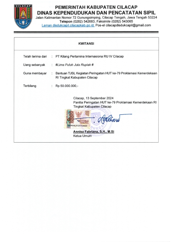 Pemerintah Kabupaten Cilacap - Dinas Kependudukan dan Pencatatan Sipil