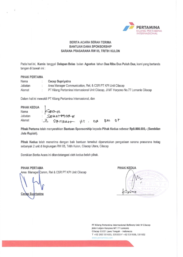 Warga RW 05 Kel. Tritih Kulon Kec. Cilacap Utara