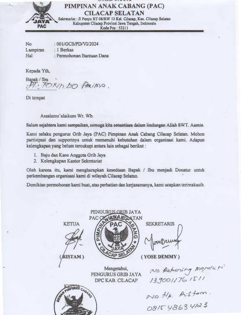 GRIB (Gerakan Rakyat Indonesia Bersatu) Jaya PAC Cilacap Selatan