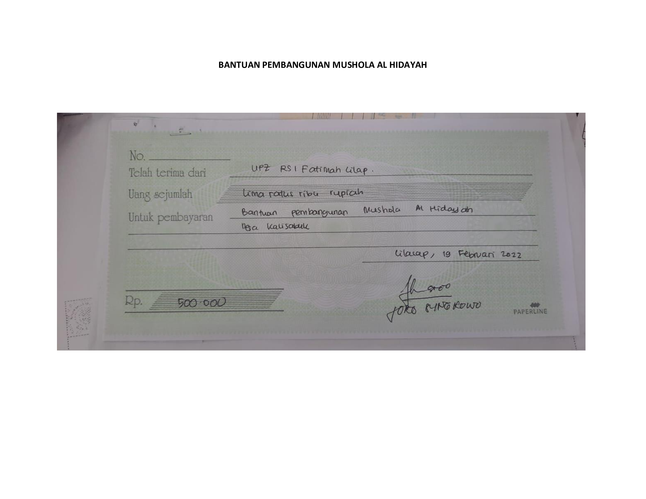 Bantuan Pembangunan Mushola